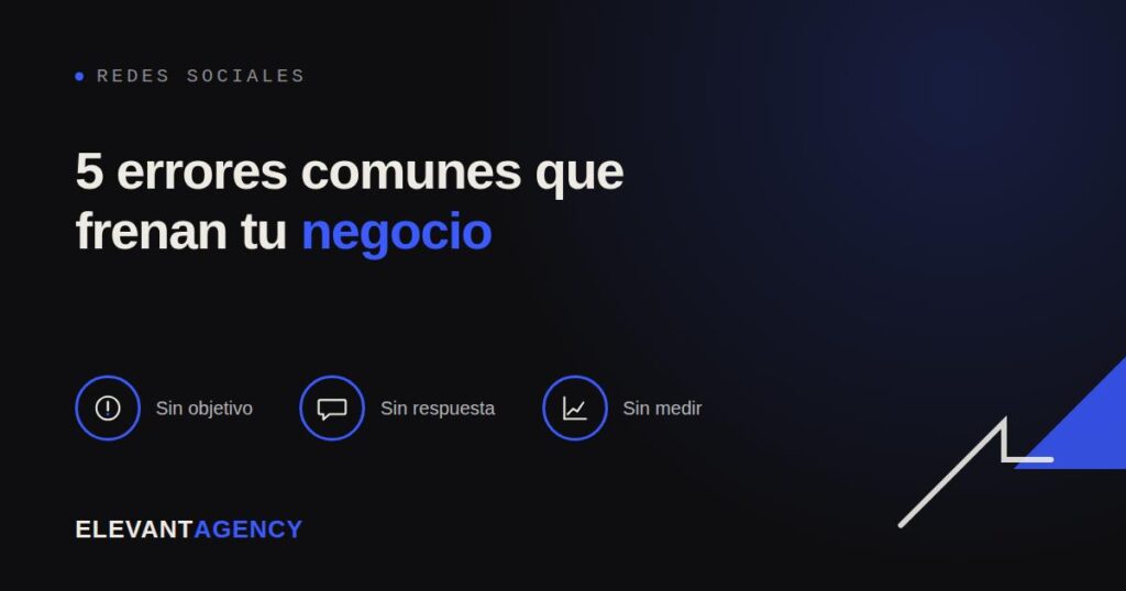 Errores frecuentes en redes sociales: publicar sin objetivo, no responder mensajes y no medir resultados